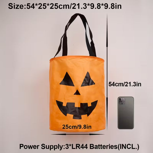 Jack-O'-Lantern Tote Bags with Pumpkin Faces & Lights Pack of 2
