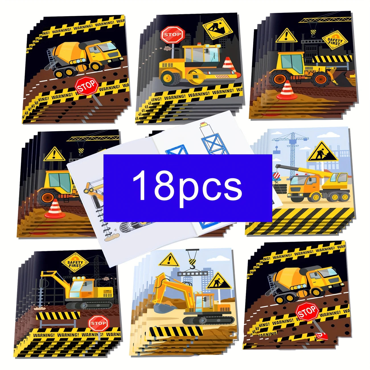 Construction Theme Coloring Books Pack of 18