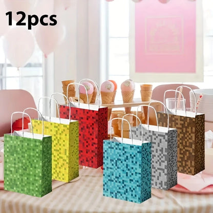 Minecraft Pixel Gift Paper Bags Pack of 12