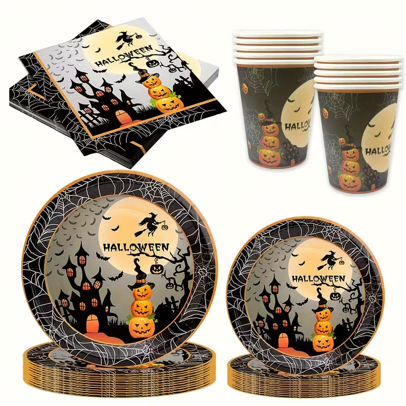 Halloween Party Tableware For 10 Guests