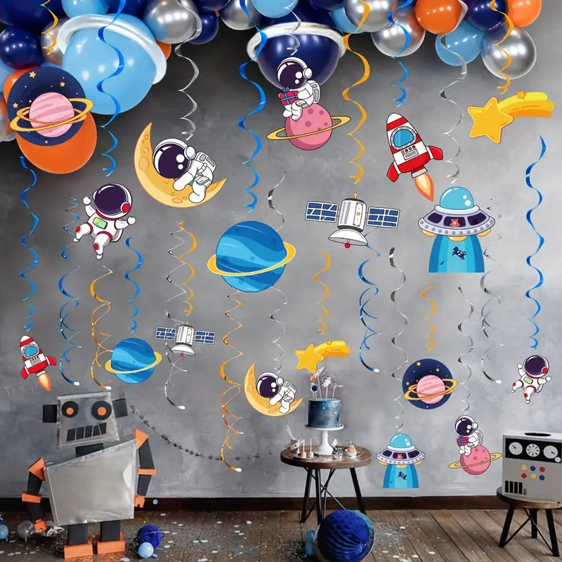 Astronaut & Space-Themed Party Hanging Decorations Pack of 9