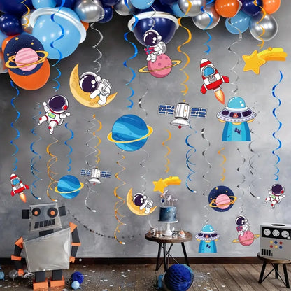 Astronaut & Space-Themed Party Hanging Decorations Pack of 9