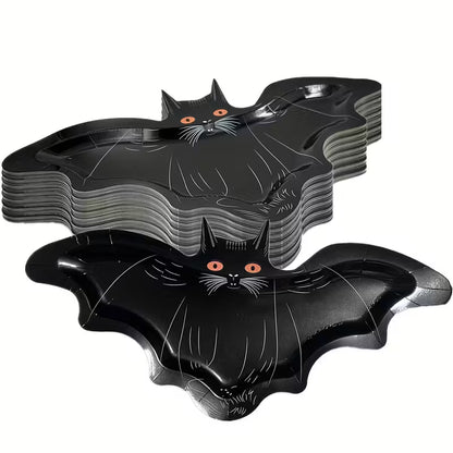 Black Cat Bat-Shaped Paper Plates Pack of 8