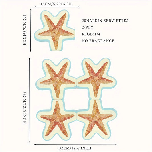 Ocean Starfish-Shaped Napkins Pack of 20
