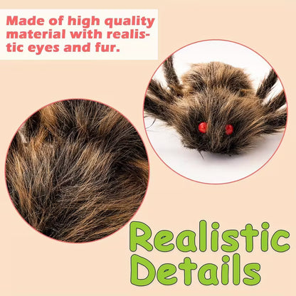 Realistic Brown Spider with Red Eyes, Detailed Legs & Furry Body