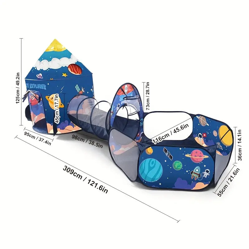 Space Play Tent Set Crawl Tunnel & Ball Pit