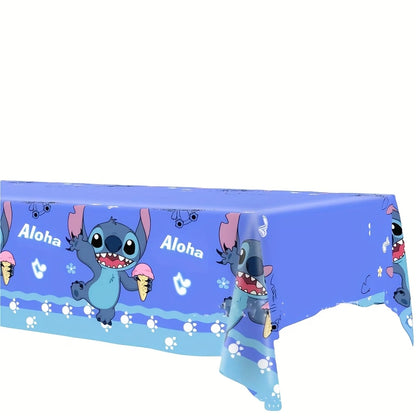 Stitch Blue Plastic Tablecover