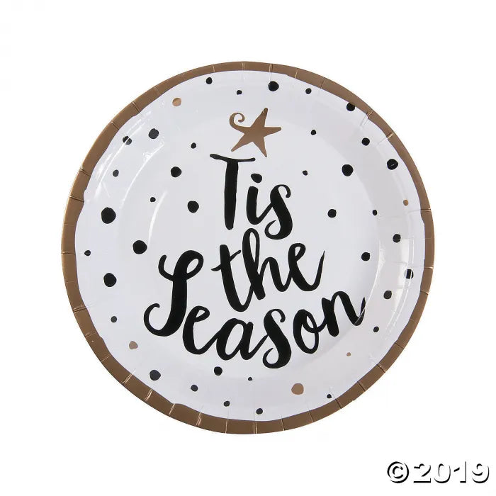 Tis The Season Paper Dinner Plates Pack of 8