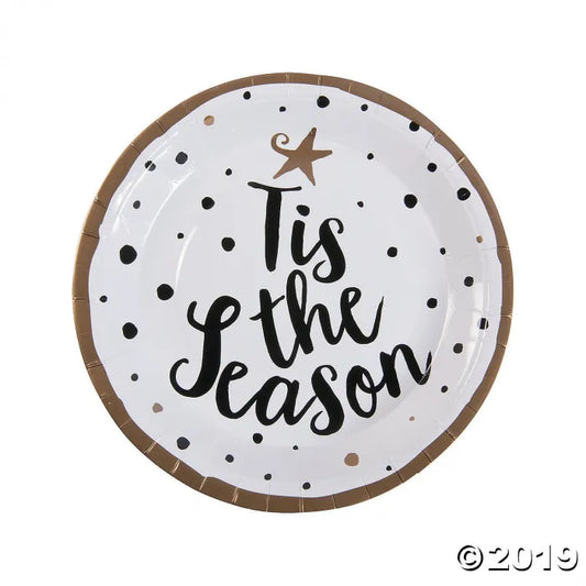 Tis The Season Paper Dinner Plates Pack of 8
