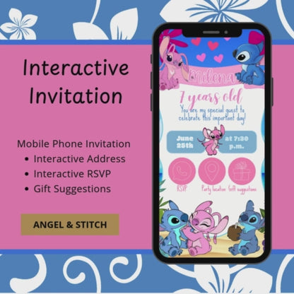 Angel & Stitch Interactive Digital Invitation – Cute, Tropical & Totally Custom