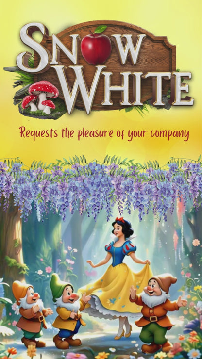 Snow White and the Seven Dwarfs Interactive Editable Video Invitation